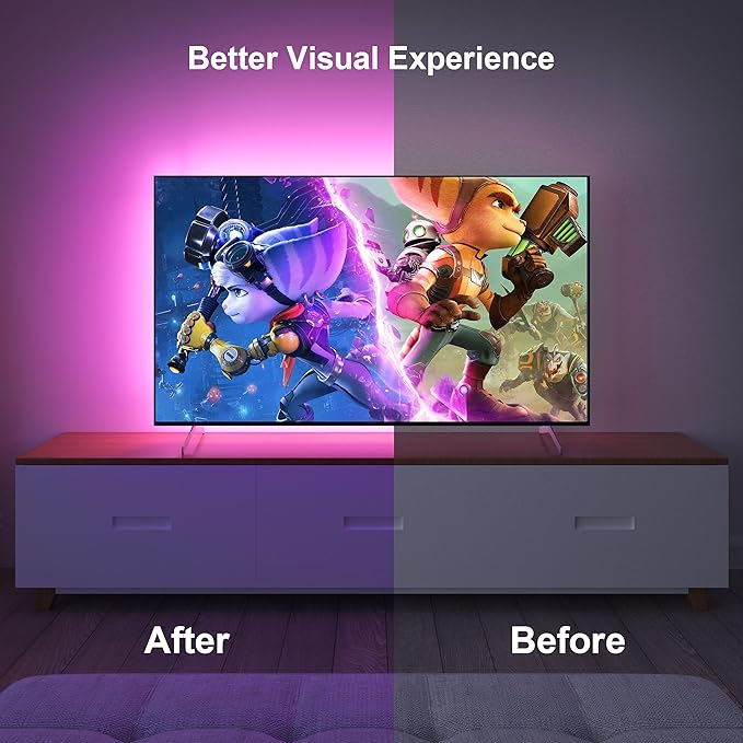 Nexillumi LED Lights for TV, 16.4 ft TV LED Backlight for 55-75 Inch, RGB LED Strip Lights Behind TV with APP Remote Control, Music Sync Smart Led Ambient Lighting for Bedroom Gaming Room Decor