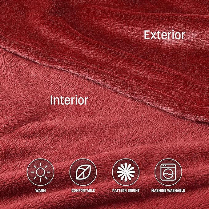 Catalonia Wearable Fleece Blanket with Sleeves and Foot Pockets for Adult Women Men, Micro Plush Comfy Wrap Sleeved Throw Blanket Robe Large, Wine