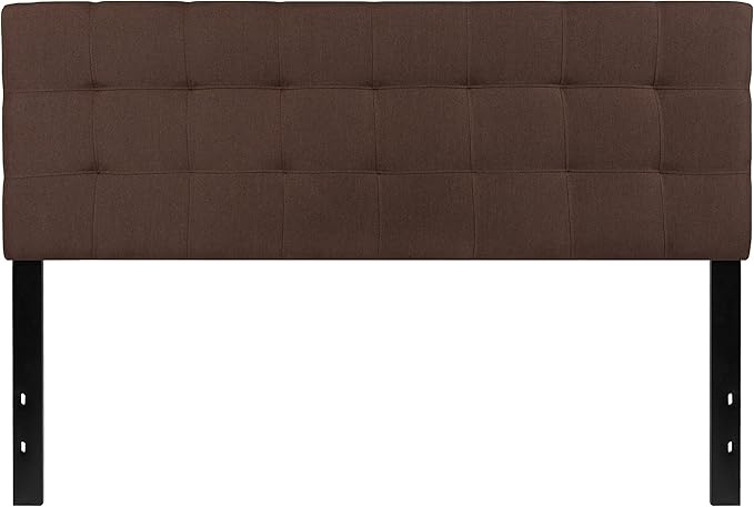 Flash Furniture Bedford Tufted Upholstered Queen Size Headboard in Dark Brown Fabric