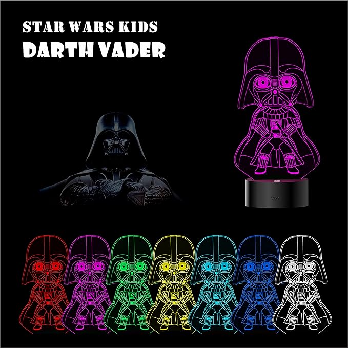 MOSSOM 3D Illusion Star Wars Night Light, 4 Pattern with Timing Function - LED Night Lamp, Christmas & Birthday Gift for Star Wars Fans