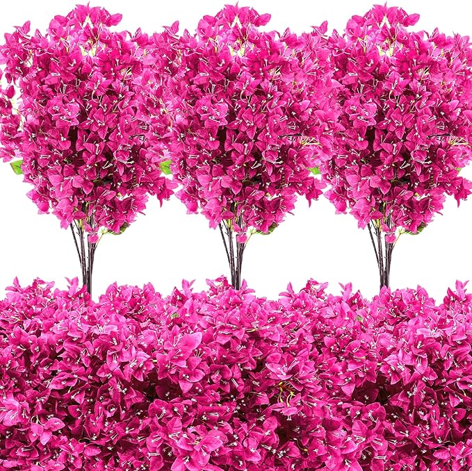 30 Pack Artificial Bougainvillea Floral 38" Silk Long Stem Bougainvillea Plants Hanging Table Centerpiece for Home Wedding Indoor Outdoor Decorations (Rose Purple)