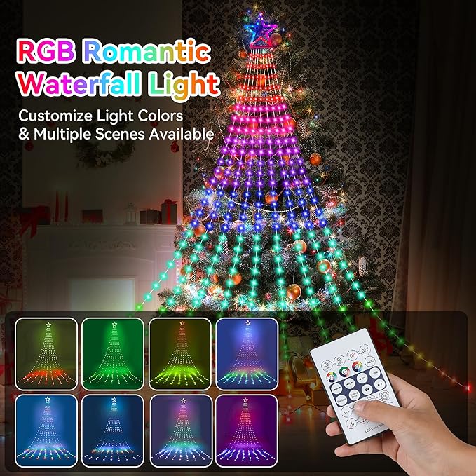 FUNIAO (New Multi Color Changing Christmas Lights, Christmas Tree Lights with Remote, 335 LED RGB Timer & Waterproof Outdoor String Lights for Halloween, Christmas, New Year (RGB Color Change)