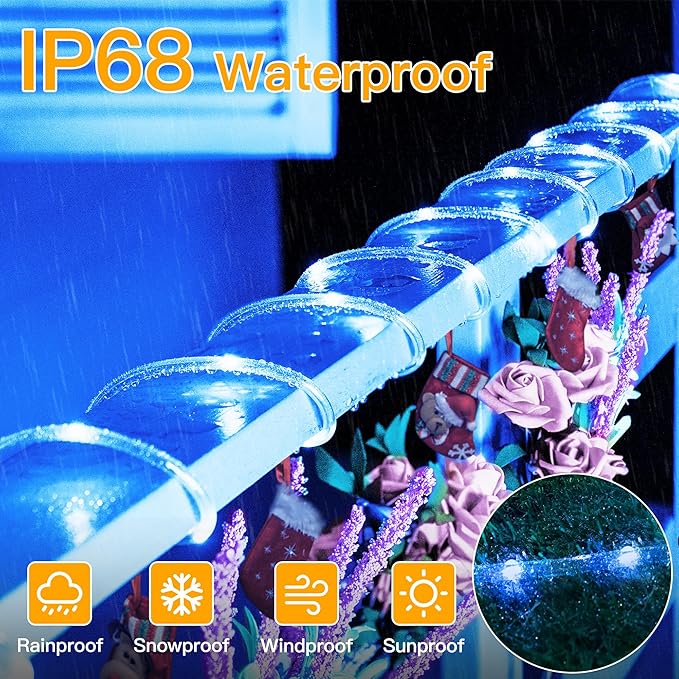 Ollny Rope Lights 33FT 100 LED, USB Multicolor String Lights with Remote, 8 Modes IP68 Waterproof Timer Christmas Lights for Indoor Outdoor Bedroom Party Christmas Decorations