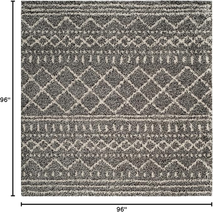 SAFAVIEH Arizona Shag Collection Area Rug - 8' Square, Brown & Ivory, Moroccan Design, Non-Shedding & Easy Care, 1.6-inch Thick Ideal for High Traffic Areas in Living Room, Bedroom (ASG741B)