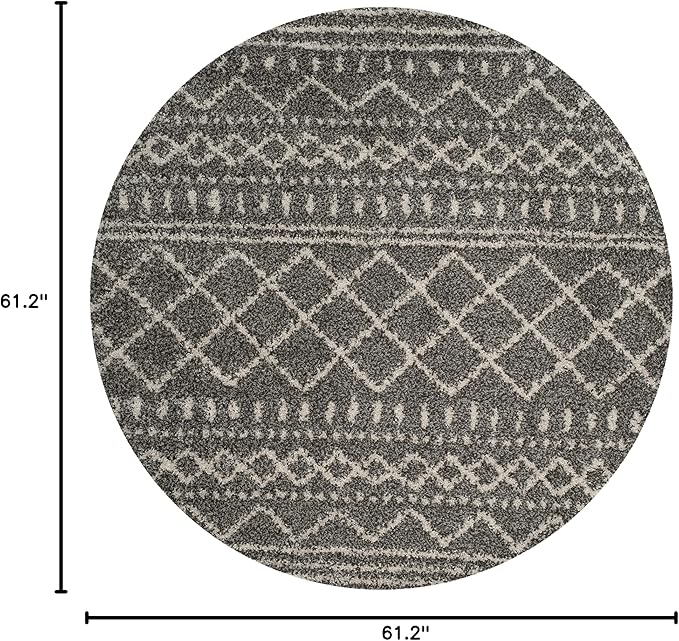 SAFAVIEH Arizona Shag Collection 5'1" Round Brown / Ivory ASG741B Moroccan Non-Shedding Living Room Bedroom Dining Room Entryway Plush 1.6-inch Thick Area Rug
