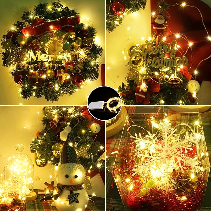 SmilingTown 15 Packs 20 LED Fairy Lights Battery Operated - 6.6FT Silver Copper Wire Waterproof Starry String Light for DIY Party Christmas Costume Wedding Easter Table Decorations (Warm White)
