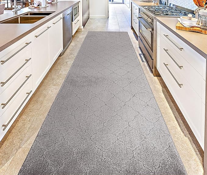 Custom Size Modern Runner Rug Carpet for Hallway Entryway Foyer Kitchen, Slip Resistant Latex Rubber Backed 31 inch Wide X Customized Length, Clouds Grey, 31 inch X 17 feet