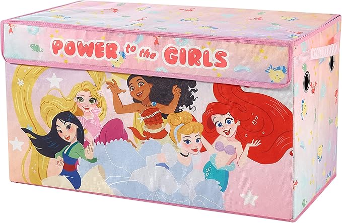 Idea Nuova Disney Princess Collapsible Toy Storage Trunk with Lid, 28" W x 16" D x 14.5" H