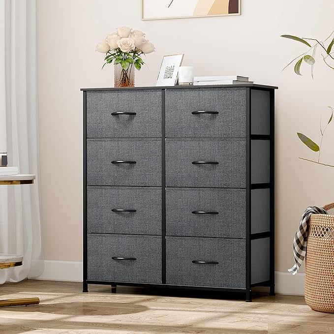 YITAHOME Storage Tower Unit with 8 Drawers - Fabric Dresser with Large Capacity, Organizer Unit for Bedroom, Living Room & Closets - Sturdy Steel Frame, Wooden Top & Easy Pull Fabric Bins