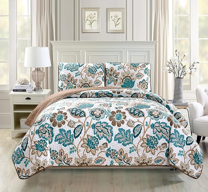 Fancy Collection 3pc Oversize Quilted Coverlet Bedspread Set New (Full/Queen, White, Brown, Teal)