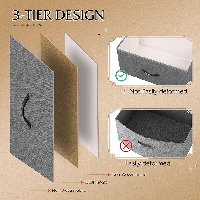 WLIVE Fabric Dresser for Bedroom, Tall Dresser with 8 Drawers, Storage Tower with Fabric Bins, Double Dressers, Chest of Drawers for Closet, Living Room, Hallway, Dark Gray