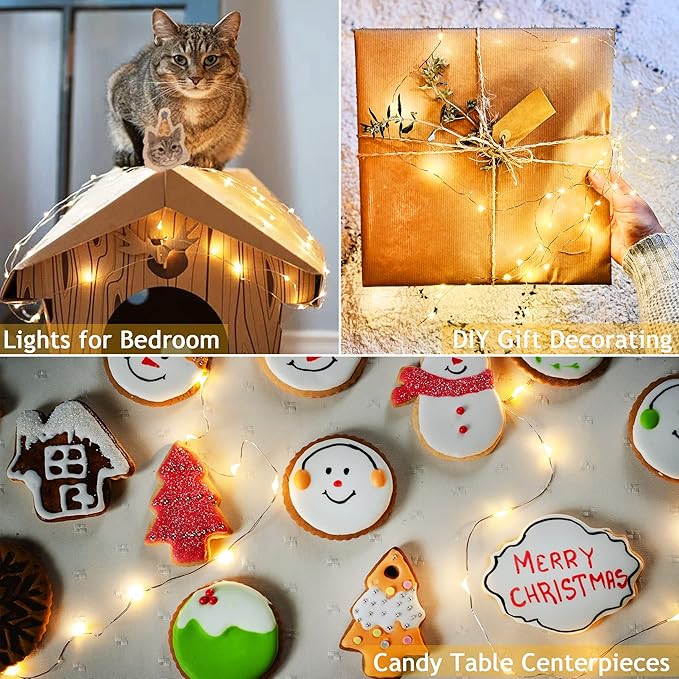 SmilingTown 15 Packs 20 LED Fairy Lights Battery Operated - 6.6FT Silver Copper Wire Waterproof Starry String Light for DIY Party Christmas Costume Wedding Easter Table Decorations (Warm White)