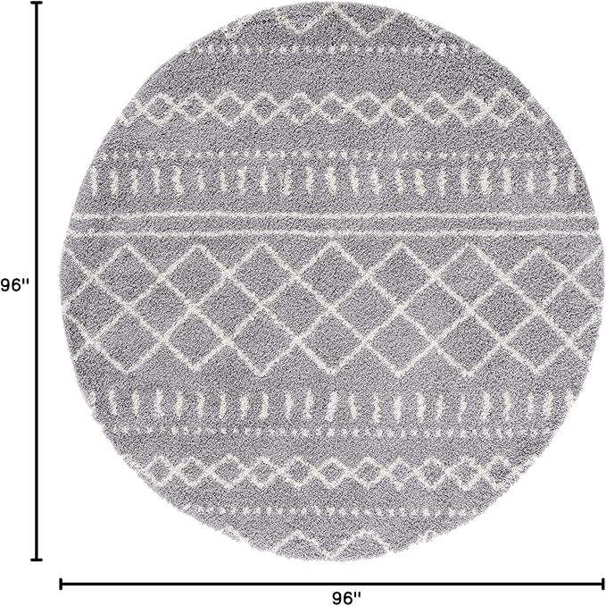 SAFAVIEH Arizona Shag Collection 8' Round Ivory/Beige ASG741G Moroccan Non-Shedding 1.6-inch Thick Area Rug
