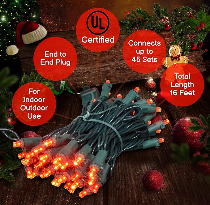 Holiday Essence Essence LED Mini Christmas Lights Set, 60 5mm Red String Lights, Green Wire, for Indoor Outdoor Décor, Valentines, Home, Wedding, Patio, Garden Decorations, UL Certified
