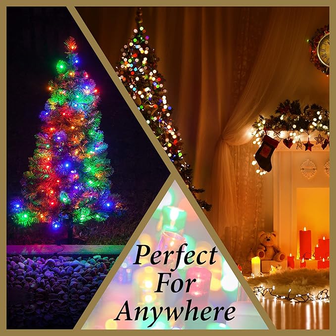 Holiday Essence 60 LED Mini Christmas Lights, Multi Color, Professional Grade for Indoor & Outdoor Use - Energy Efficient LED Bulbs - Green Wire - UL Certified