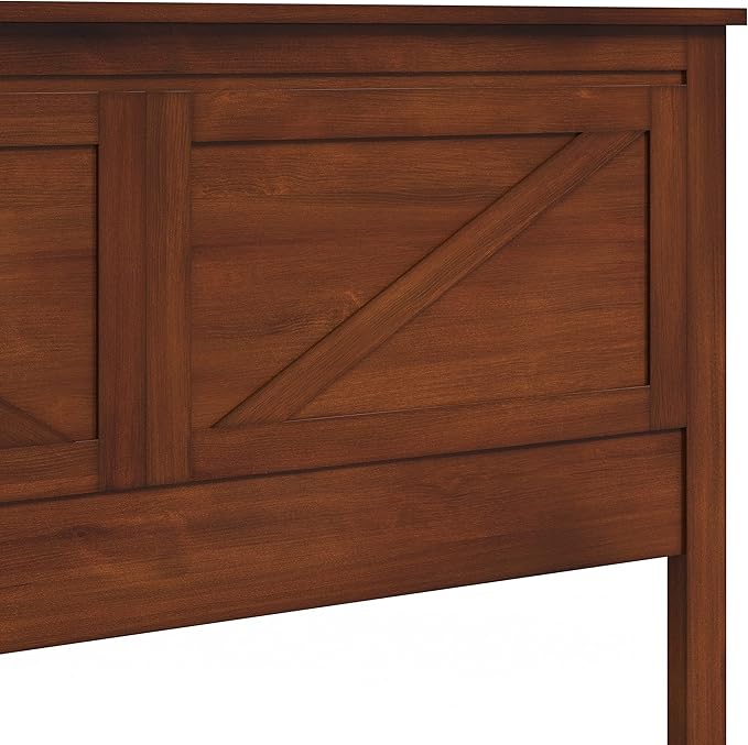Glenwillow Home Farmhouse Style Wood Panel Headboard in Cherry - Queen Size