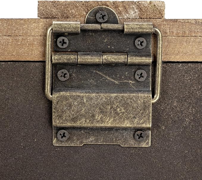 Household Essentials Antiqued Decorative Trunk, Large, Chinese Fir Panel and MDF, Smooth Backing and Metal Hinge Accent, Flat Top and Stay-Open Lid