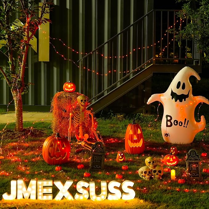 JMEXSUSS 2 Pack Halloween Fairy Lights Battery Operated, Total 400 LED 132ft Orange Twinkle Fairy Light with Remote, 8 Modes Orange String Lights for Halloween Tree Bedroom Wreath Decoration