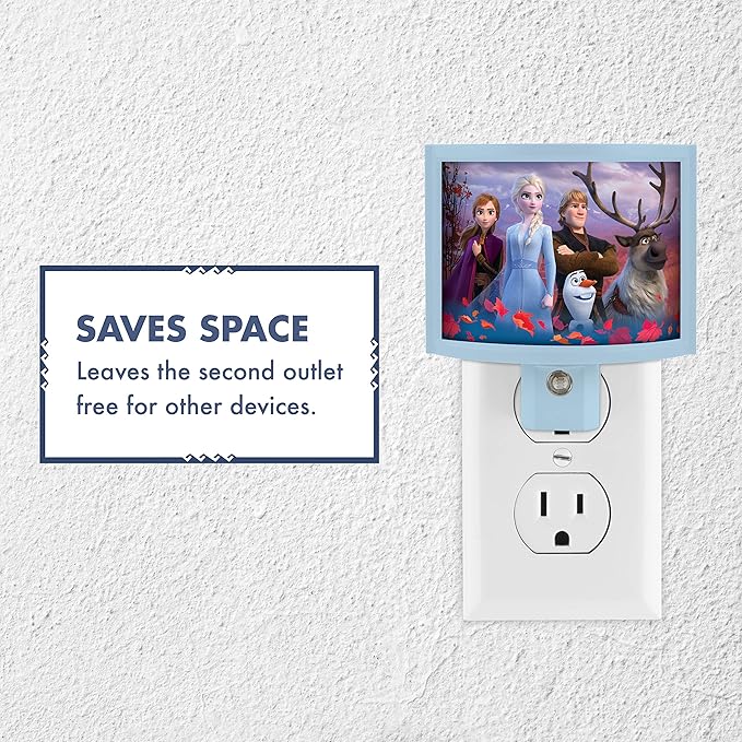 Disney Frozen Wrap Shade LED Night Light, Plug-in, Dusk to Dawn, Girls Bedroom Decor, UL-Listed, Ideal for Nursery, Bathroom, 46276