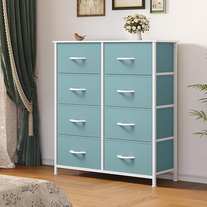 YITAHOME Fabric Dresser for Bedroom, Tall Storage Dresser with 8 Drawers, Black Dresser & Chest of Drawers, Storage Drawer Organizer for Closet, Bedroom, Living Room
