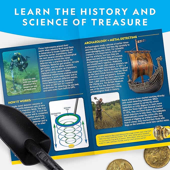 NATIONAL GEOGRAPHIC Metal Detector for Kids - 7.4" Waterproof Metal Detector Coil, Lightweight Gold Detector with Pinpoint Function & LCD Display, Beach Metal Detector (Amazon Exclusive)