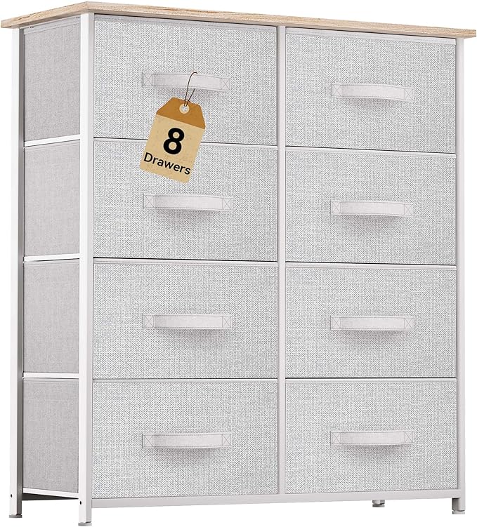 YITAHOME 8 Drawers Dresser - Fabric Storage Tower, Organizer Unit for Room, Living Room & Closets - Sturdy Steel Frame, Easy Pull Fabric Bins & Wooden Top