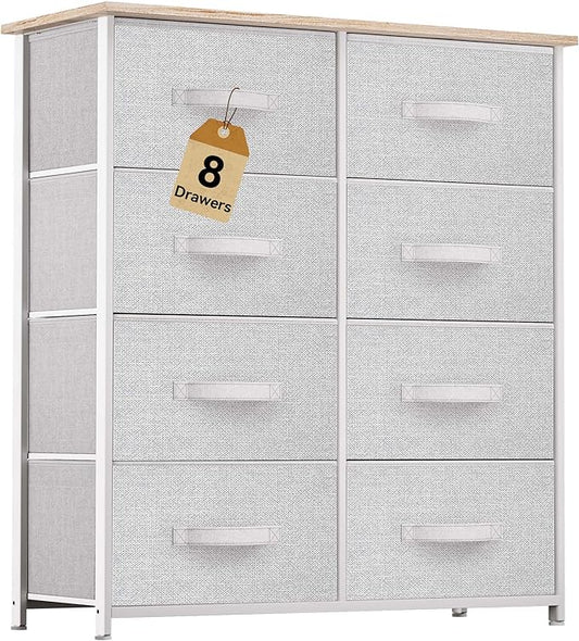 YITAHOME 8 Drawers Dresser - Fabric Storage Tower, Organizer Unit for Room, Living Room & Closets - Sturdy Steel Frame, Easy Pull Fabric Bins & Wooden Top