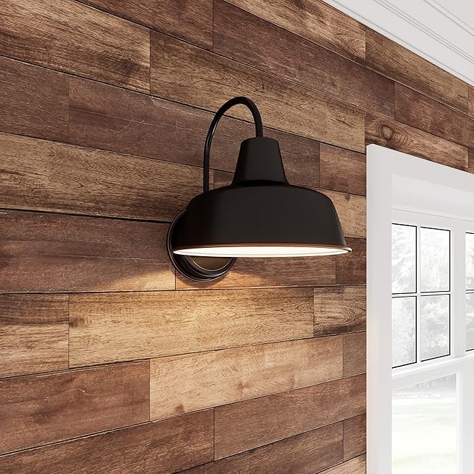 Mason Barn Light 1 Indoor/Outdoor Wall Mount Modern Industrial Farmhouse Design House Light for Patio, Garage, Bathroom, Office, Kitchen, 8 inch, Oil Rubbed Bronze, 519504