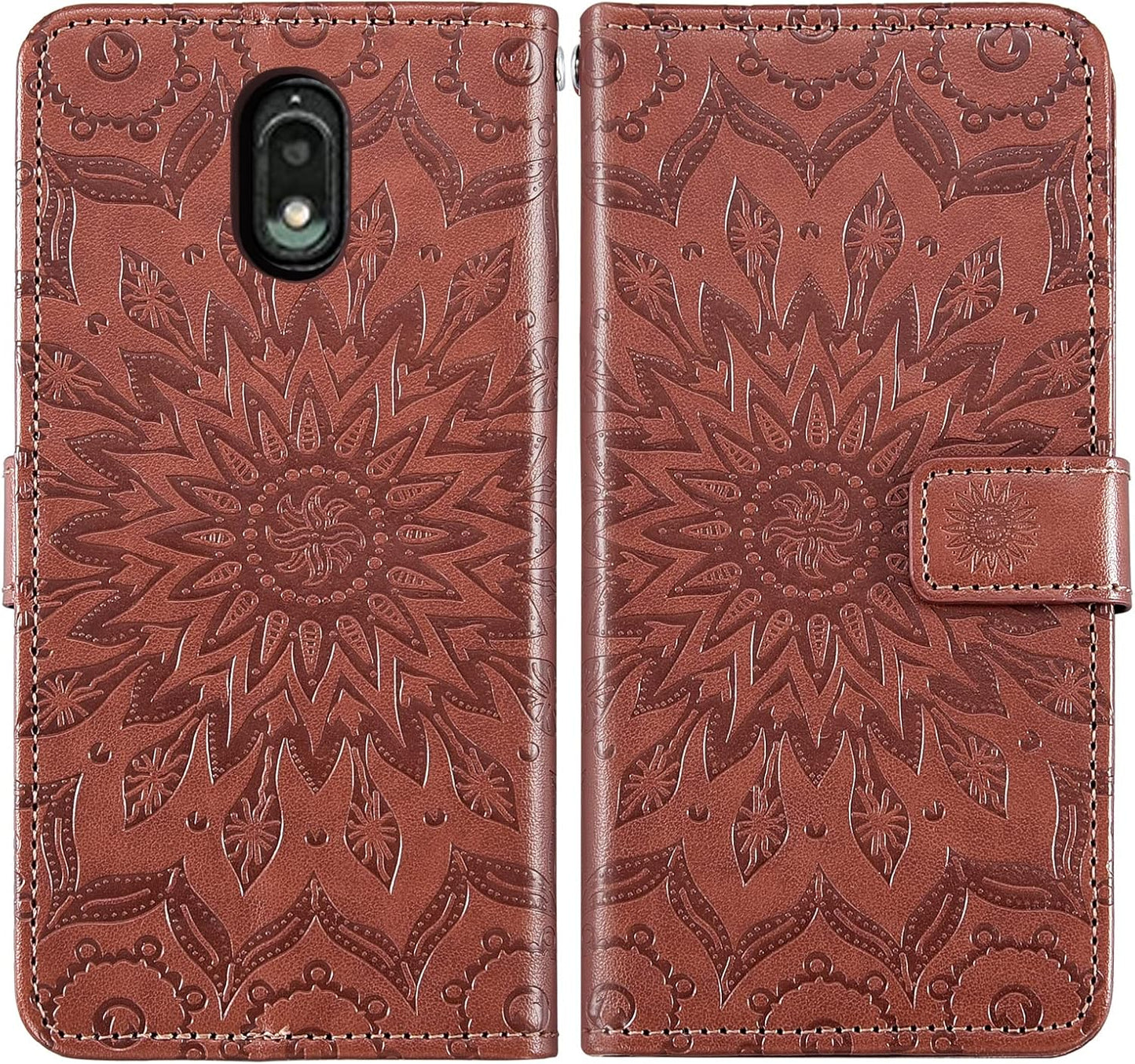 Hot Pepper Serrano 3 Wallet Case with Tempered Glass, Leather Flip Cover, Card Holder, Stand - Brown for A95B A95C A95J.