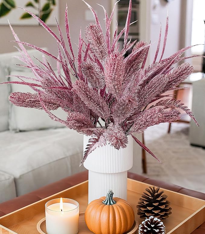 7 PCS Artificial Fall Stem Fake Plants, 26 in Fake Leaves Autumn Greenery Branches Fall Flowers Faux Foliage DIY Stems for Vase Thanksgiving Home Kitchen Office Indoor Centerpiece Table Decoration