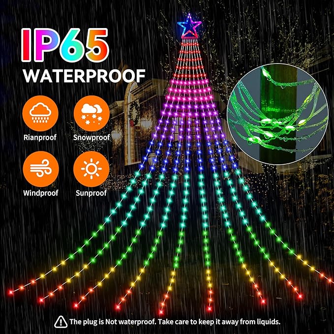FUNIAO (New Multi Color Changing Christmas Lights, Christmas Tree Lights with Remote, 335 LED RGB Timer & Waterproof Outdoor String Lights for Halloween, Christmas, New Year (RGB Color Change)