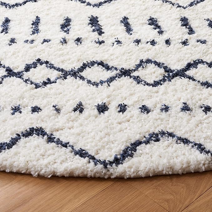 SAFAVIEH Arizona Shag Collection Runner Rug - 2'3" x 10', Ivory & Slate, Moroccan Design, Non-Shedding & Easy Care, 1.6-inch Thick, Ideal for The Living Room, Bedroom, Dining Room (ASG741M-210)