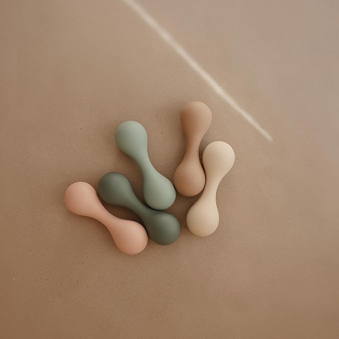 mushie Silicone Baby Shaker Rattle Toy | Ages 3+ Months (Natural)