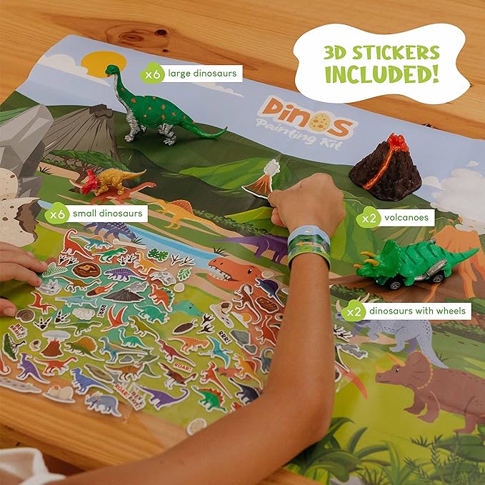 BONNYCO Dinosaur Toys for Kids Painting Kit 16 Figurines Kids Crafts Kits with Glow in The Dark Toys & Gifts for Boys 3 4 5 6 7 8 9 10 Years Old | Dinosaur Gifts Arts and Crafts Birthday Christmas