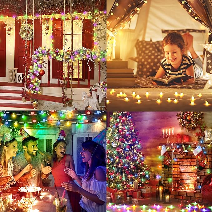 OMIKA Christmas String Lights Battery Operated 16.5ft 50LED with Remote Warm White Multicolor Fairy Light Indoor for Classroom Bedroom Dorm Birthday Patio Tent Party Xmas Christmas Décor
