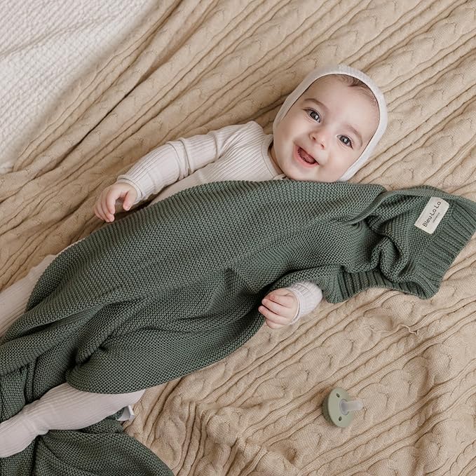 Heritage Knit Organic Cotton Baby Blanket - Soft Warm Cozy Unisex Receiving Cuddle Stroller Crib Beige Blanket for Newborns, Infants Toddler, Boys and Girls (Oatmeal, 0-2 Years)
