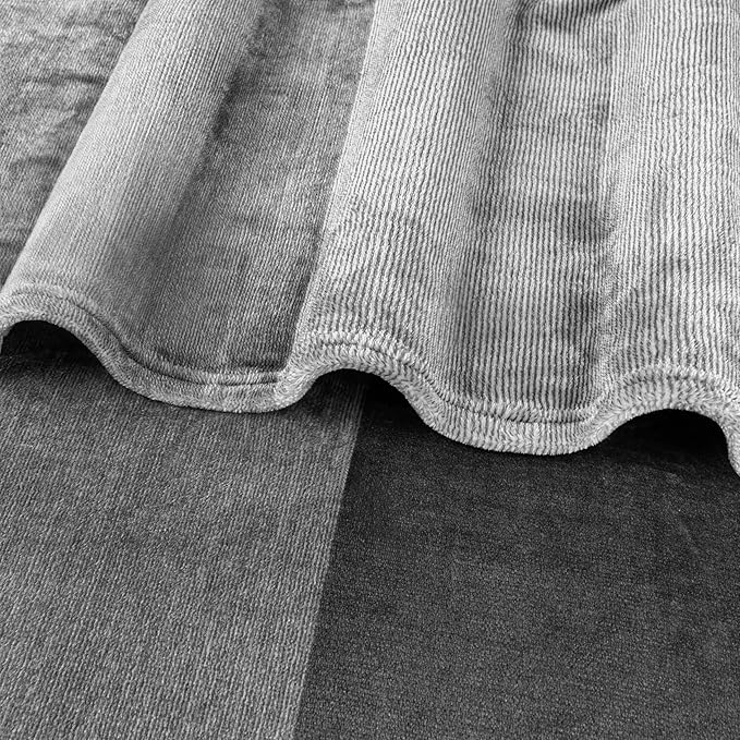 PAVILIA Gray Ombre Fleece Throw Blanket for Couch, Soft Flannel Blanket for Sofa Bed Room, Plush Lightweight Light Grey Gradient Blanket, Cozy Microfiber Decorative Gift Throw, 50x60