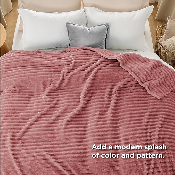 Bedsure GentleSoft Brick Dust Fleece Queen Blanket for Couch - Super Soft Cozy Blankets for Women, Cute Small Blanket for Girls, 90x90 Inches