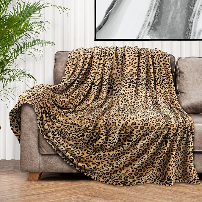 PAVILIA Cheetah Fleece Throw Blanket | Cheetah Leopard Animal Print Flannel Blanket | Soft Velvet Lightweight Microfiber Blanket for Couch Sofa | 50x60 Inches