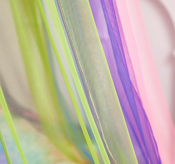 Rainbow Bed Canopy for Girls, X-Large Princess Bed Canopy Rainbow Bedroom Accessories Decor,Girls Mosquito Net Dome Canopy for Twin to King Size Bed