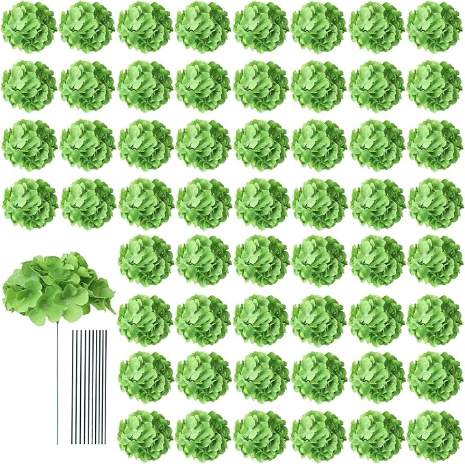 AVIVIHO 65 PCS Green Hydrangea Artificial Flowers Bulk Realistic Fake Hydrangeas Silk Flowers with Stems for Home Weddings,Centerpieces,Party Arch Backdrop Decor DIY Florals Decorations