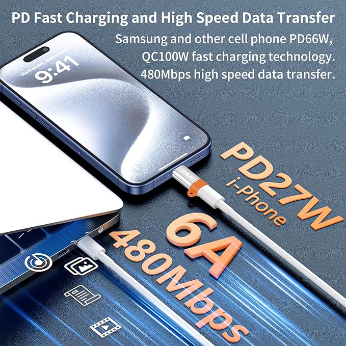 Light-ning to USB C Adapter 2 Pack,PD27W/66W Fast Charging Data Transfer,Light-ning Female to USB C Male,Smart Chip Aluminum Casing for Phone 17/16/15 Series Pad G-alaxy,Not for Headphones/OTG Silver