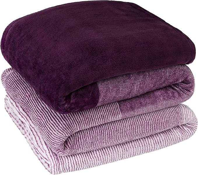 PAVILIA Purple Ombre Fleece Throw Blanket for Couch, Soft Flannel Blanket for Sofa Bed Room, Plush Lightweight Light Lavender Lilac Gradient Blanket, Cozy Microfiber Decorative Gift Throw, 50x60