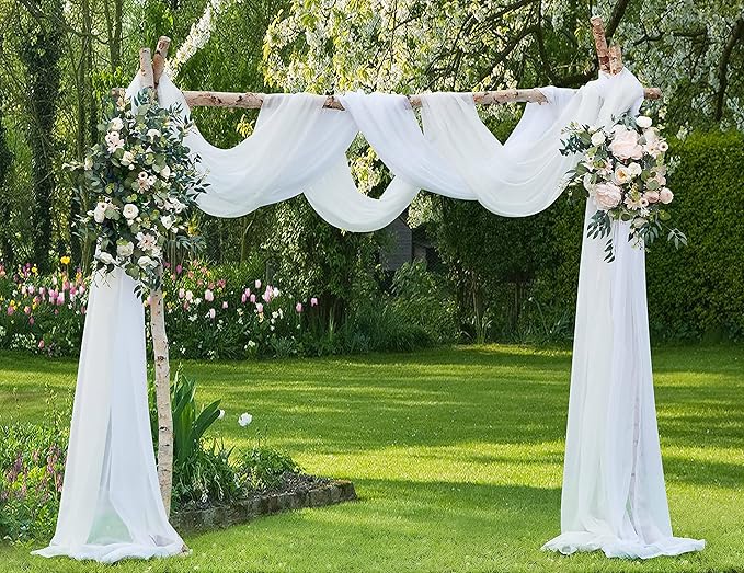 LinenZone White Window Scarf Valance in 216 Inch Size. Use Window Scarves as Canopy Bed or Backdrop Curtains, Curtain Scarf, or Sheer Fabric for Draping. (Amazing 55 x 216, White)