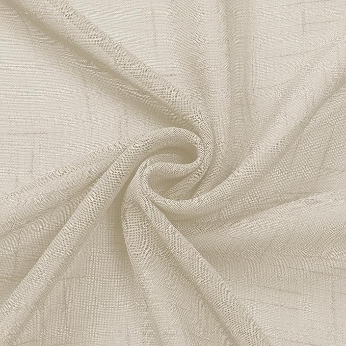 Aiyufeng Kirei Faux Linen Sheer Valance Curtain for Kitchen 14 Inch Length, Lightweight Soft Textured Valance for Farmhouse Bathroom Living Room Bedroom Toppers Windows, 60X14 Inch, 1 Piece, Linen