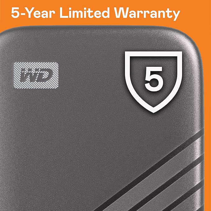 Western Digital 1TB My Passport SSD Portable External Solid State Drive, Gray, Sturdy and Blazing Fast, Password Protection with Hardware Encryption - WDBAGF0010BGY-WESN