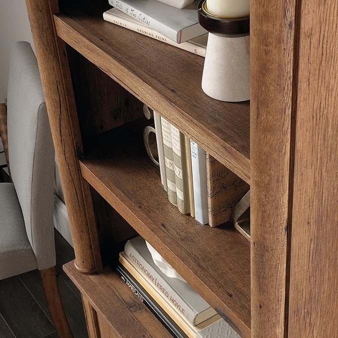 Sauder Palladia Library with Doors/Book Shelf, L: 29.37" x W: 13.90" x H: 71.85", Vintage Oak