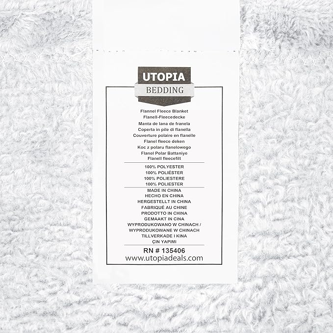 Utopia Bedding Fleece Blanket Queen Size White 300GSM Luxury Anti-Static Fuzzy Soft Microfiber Bed Blanket (90x90 Inch)