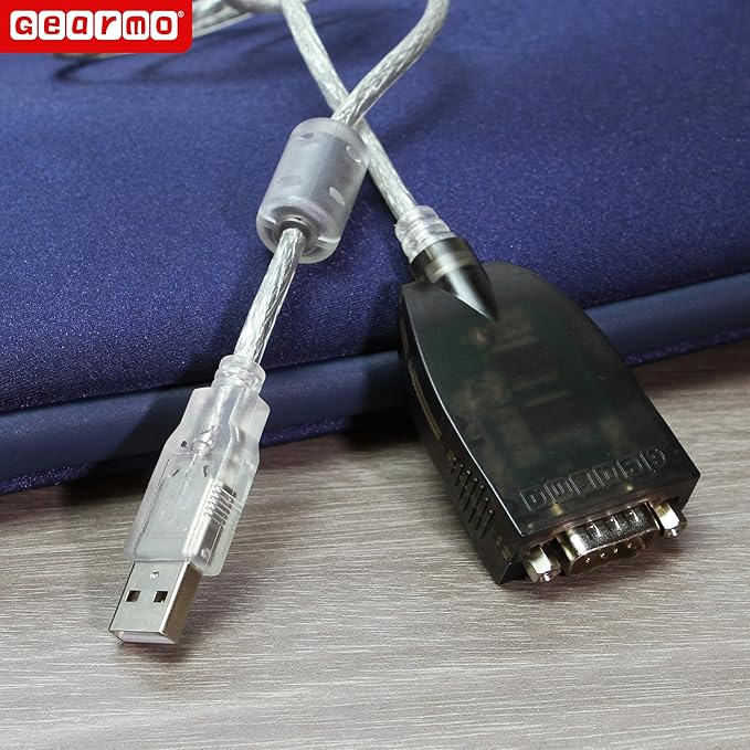 Gearmo USB to RS-232 Serial Adapter w/LED Indicators, FTDI Chipset, Cross-Platform Compatible, 36in Cable
