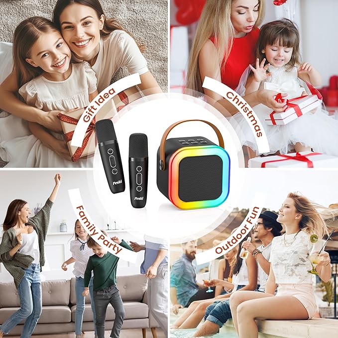 Mini Karaoke Machine for Kids Adults, Portable Bluetooth Speaker with 2 Wireless Karaoke Microphones,2025 TOP Birthday Gifts Toys for Boys 3,4, 5, 6, 7, 8+Years Old Toddler Karaoke Player
